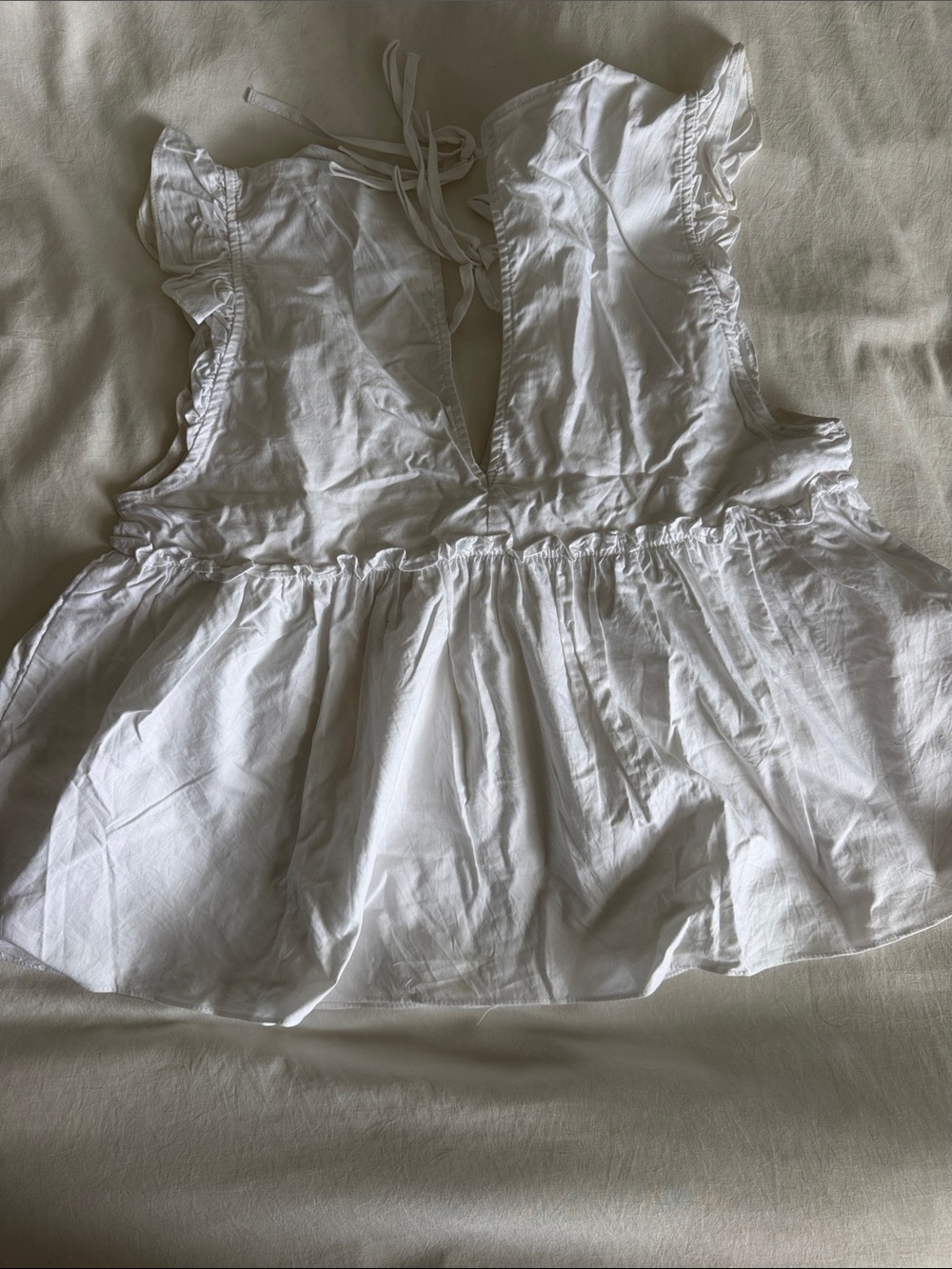 ZARA White Tie-Back Ruffle Peplum Top - Picture 3 of 3